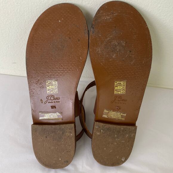 J. Crew Leather Ankle Wrap Sandals Size 10.5 Tan Brown Flat Minimalist Neutral - Picture 10 of 10